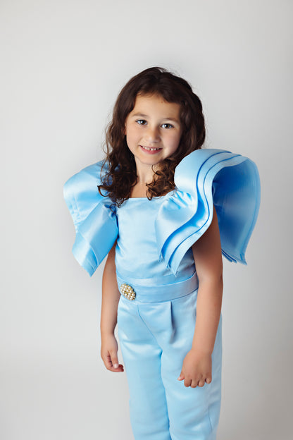 Baby Blue Pearl and Rhinestone Jumpsuit