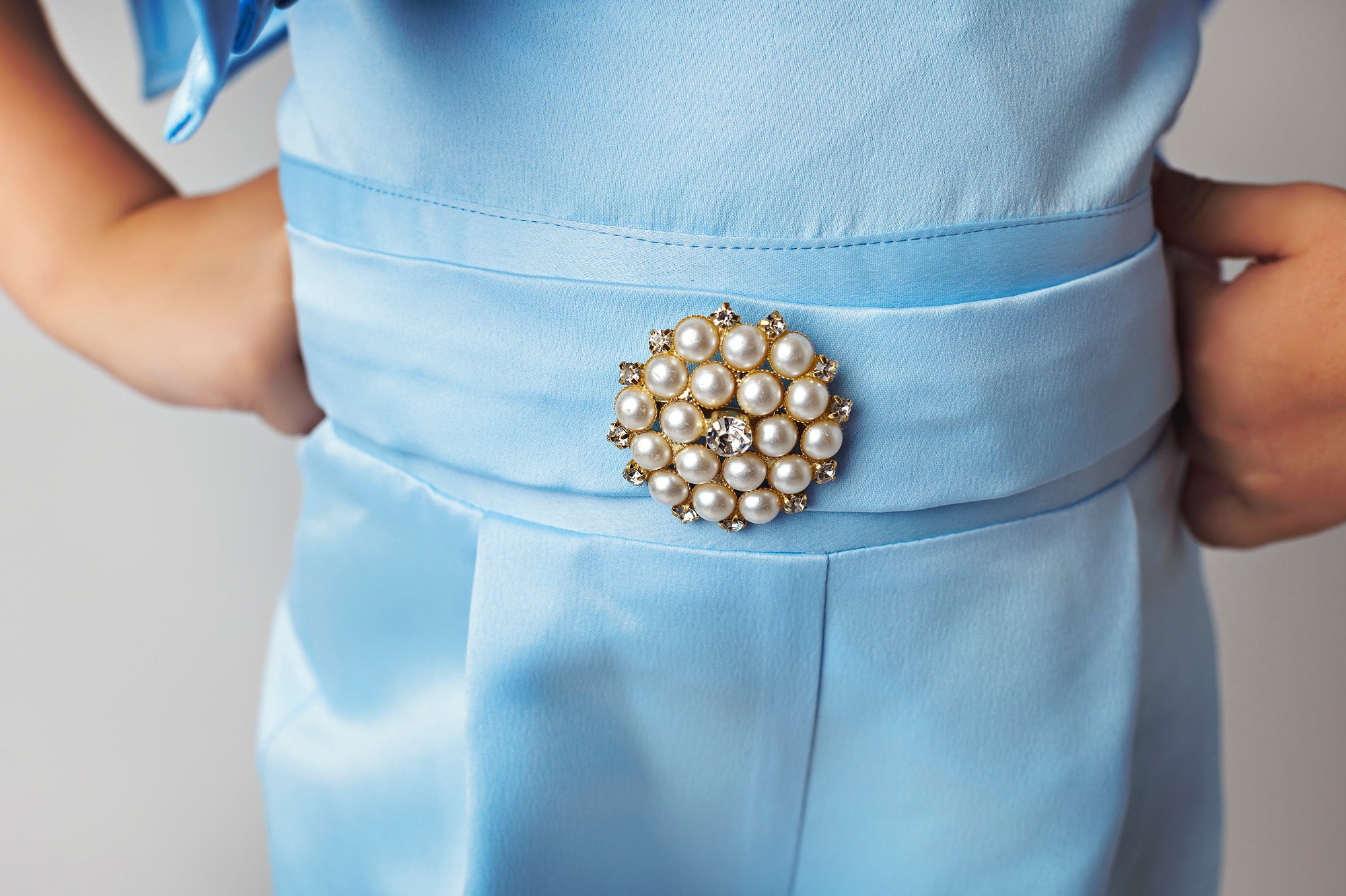 Baby Blue Pearl and Rhinestone Jumpsuit